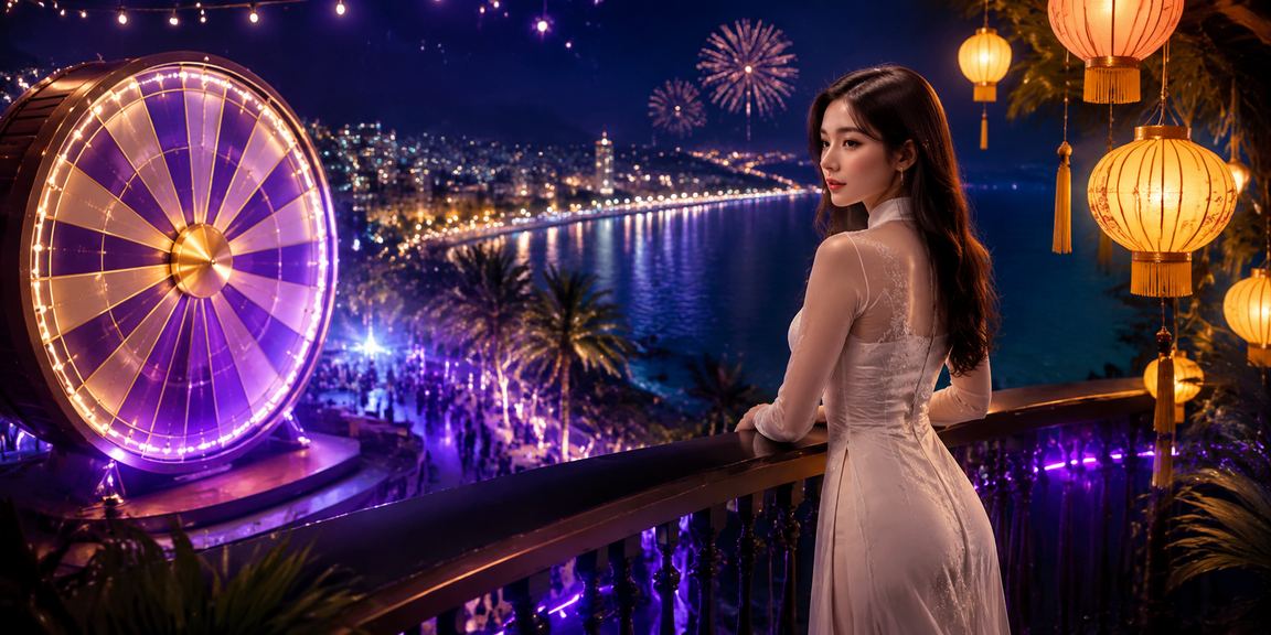 Người phụ nữ mặc áo dài tham gia rút thăm may mắn tại Hội An