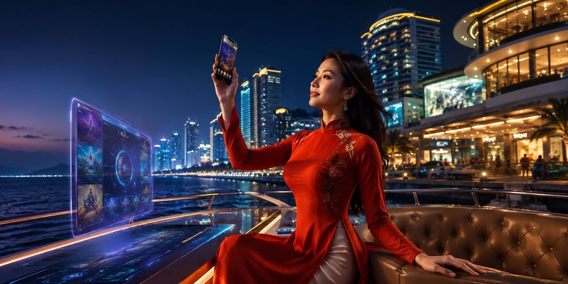 Người chơi esports trong trang phục áo dài tại Nha Trang theo dõi cá cược